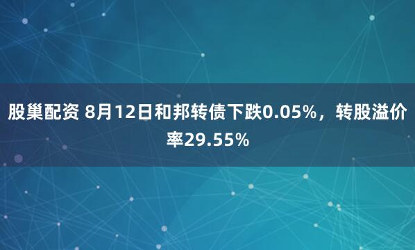 股巢配资 8月12日和邦转债下跌0.05%，转股溢价率29.55%